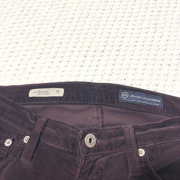 AG Adriano Goldschmeid Stevie Slim Straight Corduroy Pants Chocolate Brown - Picture 4 of 10